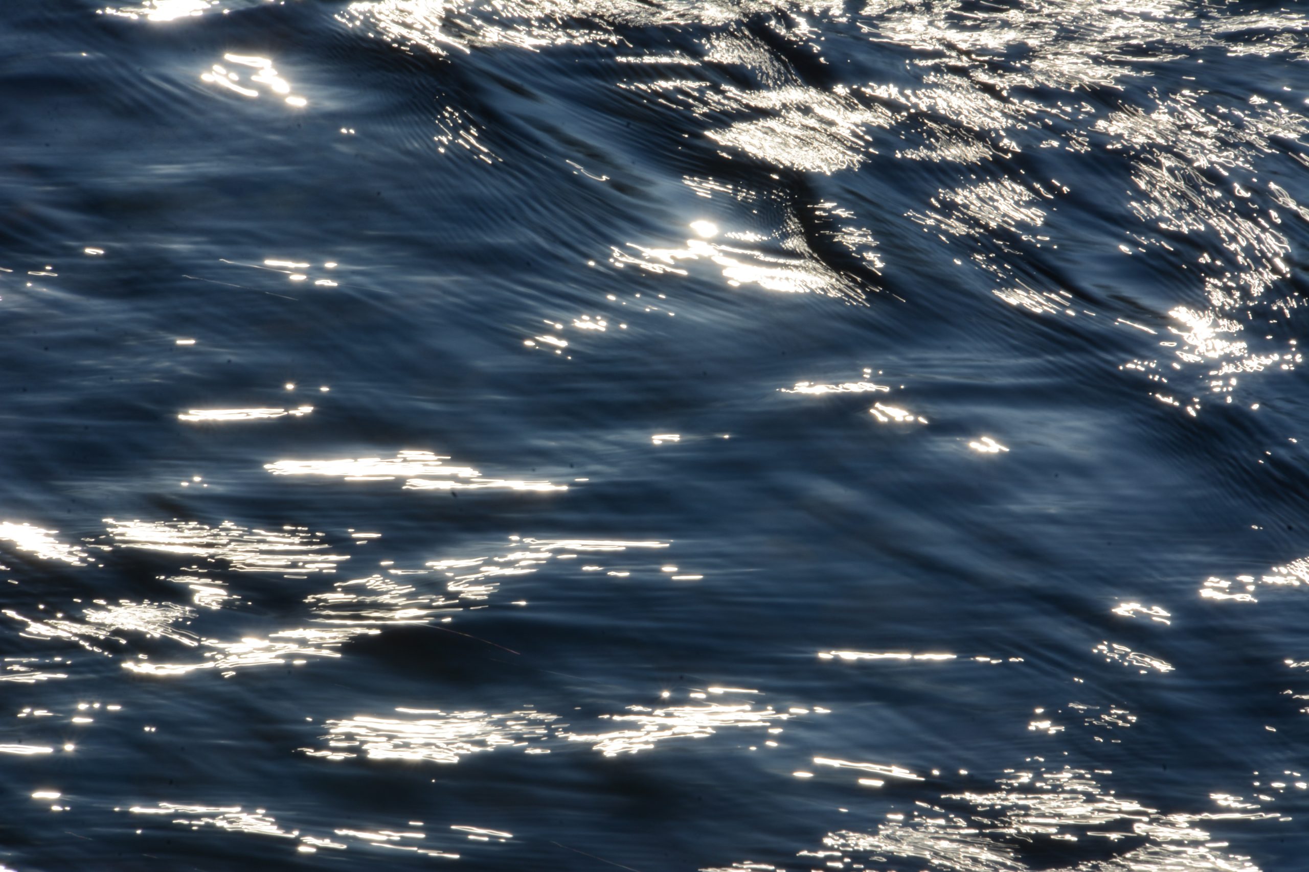 Close up photo of a river running fast - sparkling in the sunshine